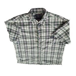 Lucky Brand Men Large Long-Sleeve‎ Button Up Shirt Duncarees America Plaid Green